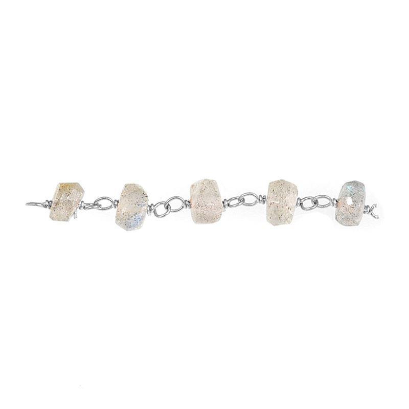 Handcrafted 925 sterling silver Labradorite nugget bead bracelet with natural iridescent gemstone made in India