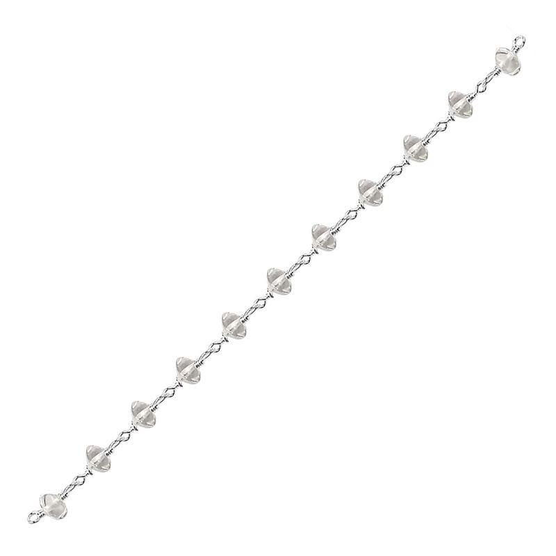 Handcrafted 925 sterling silver crystal nugget bead bracelet with clear gemstone finish made in India