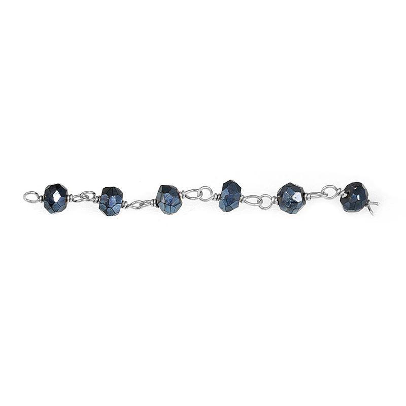 Handcrafted 925 sterling silver black spinel faceted bead bracelet with polished finish made in India
