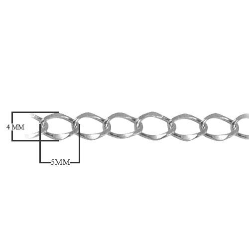Silver overlay over copper oval link chain with polished finish and smooth interconnected links displayed for wholesale jewelry manufacturing and production use