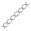 Silver overlay over copper oval link chain with polished finish and smooth interconnected links displayed for wholesale jewelry manufacturing and production use