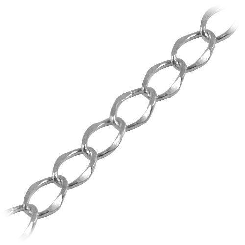 Silver overlay over copper oval link chain with polished finish and smooth interconnected links displayed for wholesale jewelry manufacturing and production use