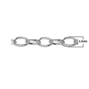 Silver overlay over copper oval link chain with polished finish and smooth interconnected links displayed for wholesale jewelry manufacturing and production use