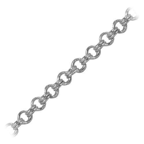 Silver overlay over copper interlinked oval chain with polished finish and closely connected links displayed for wholesale jewelry manufacturing and production use