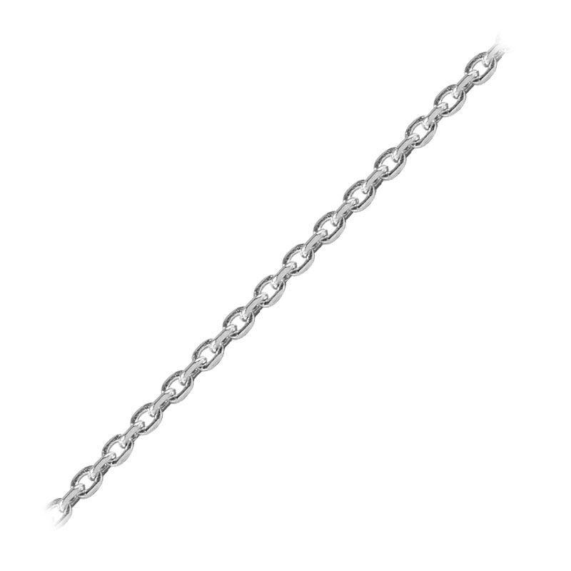 Silver overlay over copper fine oval link chain with polished finish and closely connected smooth links displayed for wholesale jewelry manufacturing use