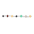 Silver overlay over copper multi stone beading chain with polished finish and faceted beads displayed for wholesale jewelry manufacturing and production use