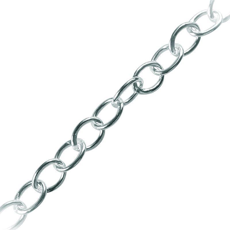 Silver overlay over copper beading and extender chain with polished oval links displayed for wholesale jewelry manufacturing and bulk production applications