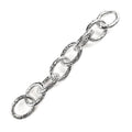 Silver overlay over copper beading and extender chain with bold textured oval interlocking links displayed for wholesale jewelry manufacturing and bulk use