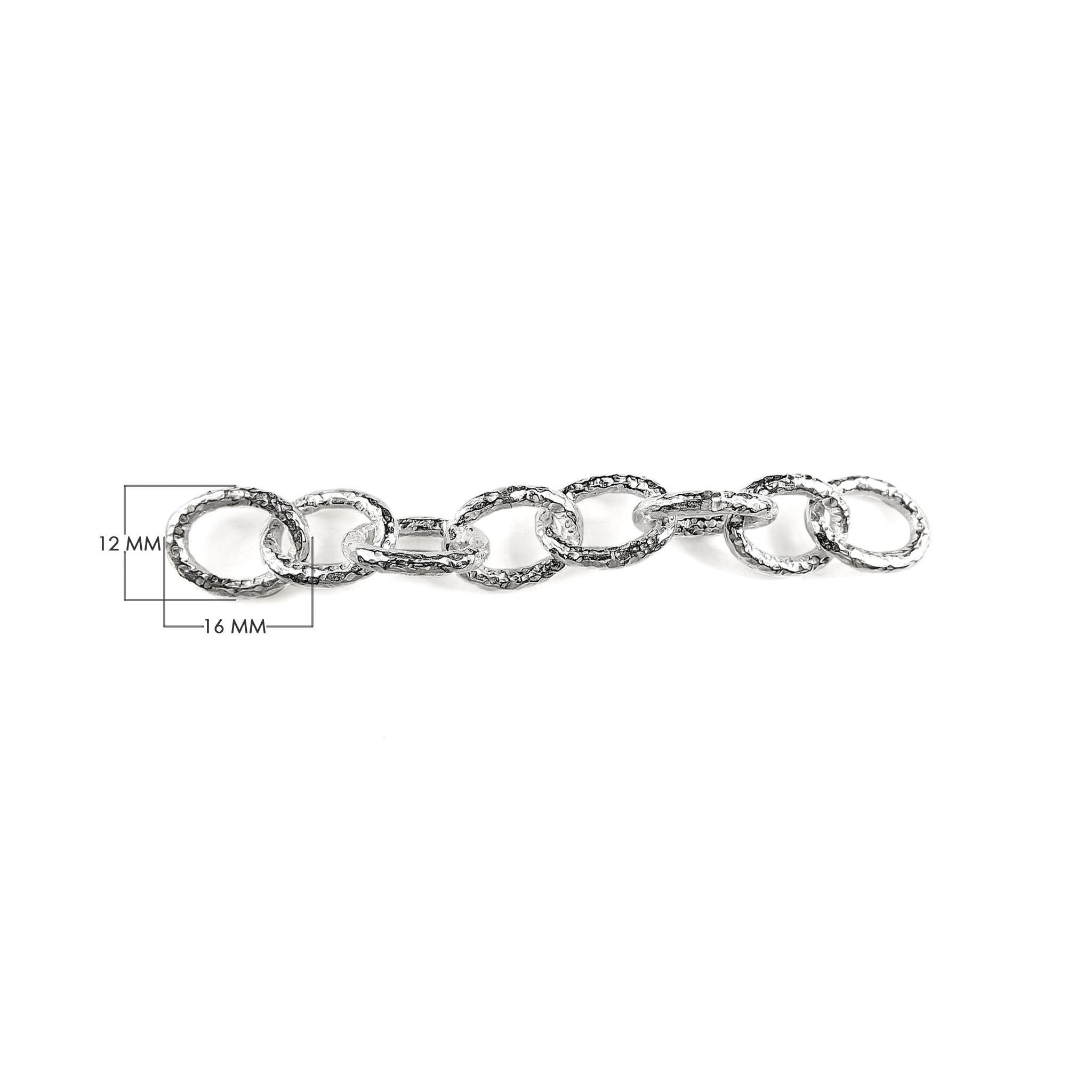 Silver overlay over copper beading and extender chain with bold textured oval interlocking links displayed for wholesale jewelry manufacturing and bulk use