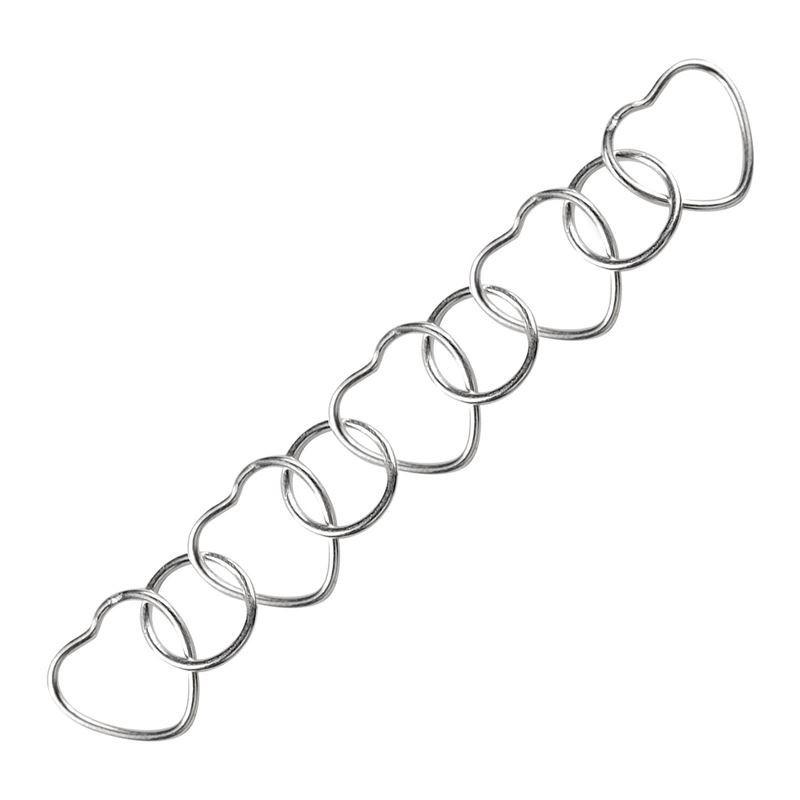silver overlay over copper heart and round ring beading extender chain with polished finish displayed on white background for wholesale jewelry production use