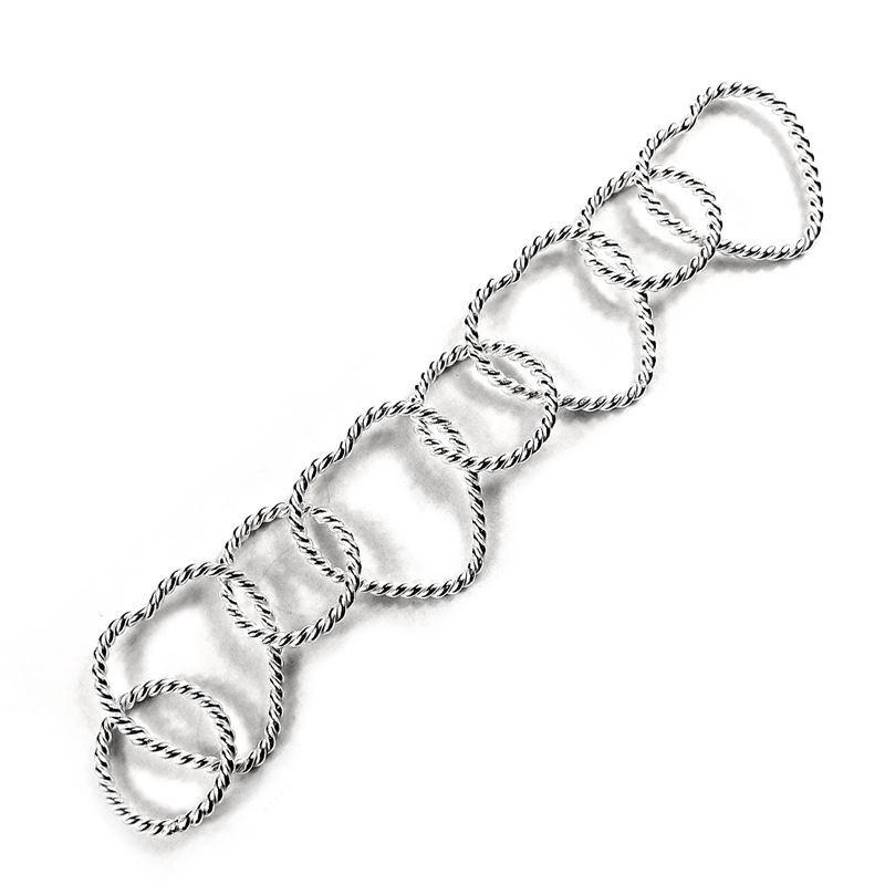 Wholesale interlinked circular ring chain jewelry connector crafted with silver overlay over copper featuring polished texture and professional artisan metal workmanship
