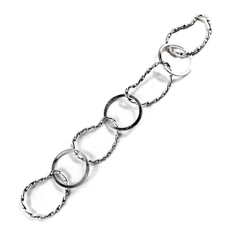 Silver Overlay Over Copper Beading & Extender Chain & Small Ring -22MM Swiril Ring-30MM X 22MM crafted for wholesale jewelry manufacturing with polished artisan metal finish