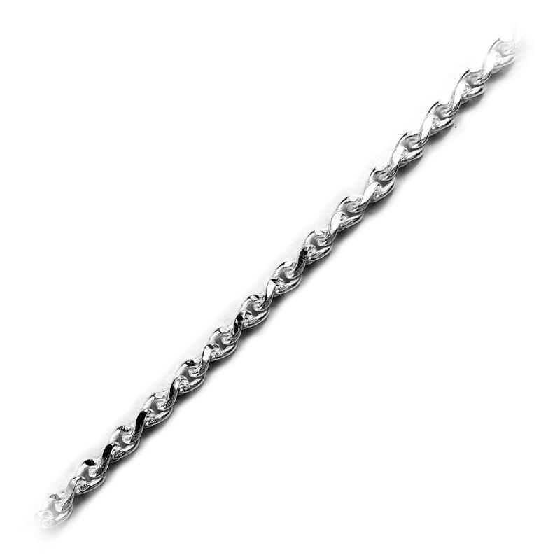 Wholesale twisted beading and extender chain crafted with silver overlay over copper featuring polished finish and consistent twisted link structure for jewelry manufacturing