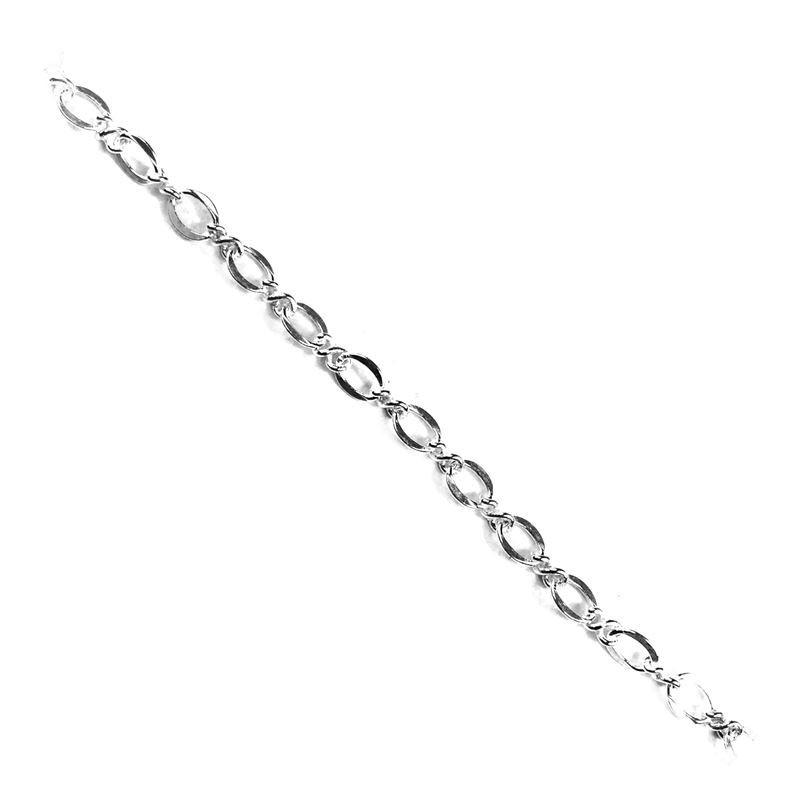 Wholesale smooth oval beading and extender chain crafted with silver overlay over copper featuring polished finish and evenly shaped oval links for jewelry manufacturing