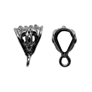 Black rhodium overlay copper pendant bail with openwork design handcrafted in India
