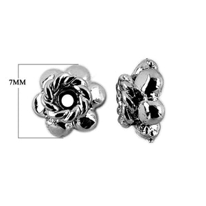 Black Rhodium Overlay Over Copper handcrafted floral spacer bead from India with polished round design for jewelry manufacturing