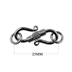 Black Rhodium Overlay Over Copper handcrafted S Hook connector from India with coiled center and polished loop design for jewelry manufacturing