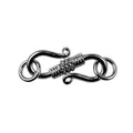 Black Rhodium Overlay Over Copper handcrafted S Hook connector from India with coiled center and polished loop design for jewelry manufacturing