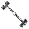 Black Rhodium Overlay Over Copper handcrafted 5-strand hook clasp from India with chain and 5-hole end bars for jewelry manufacturing