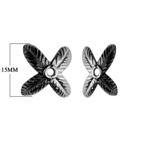 Black Rhodium Overlay Over Copper handcrafted floral spacer jewelry component from India