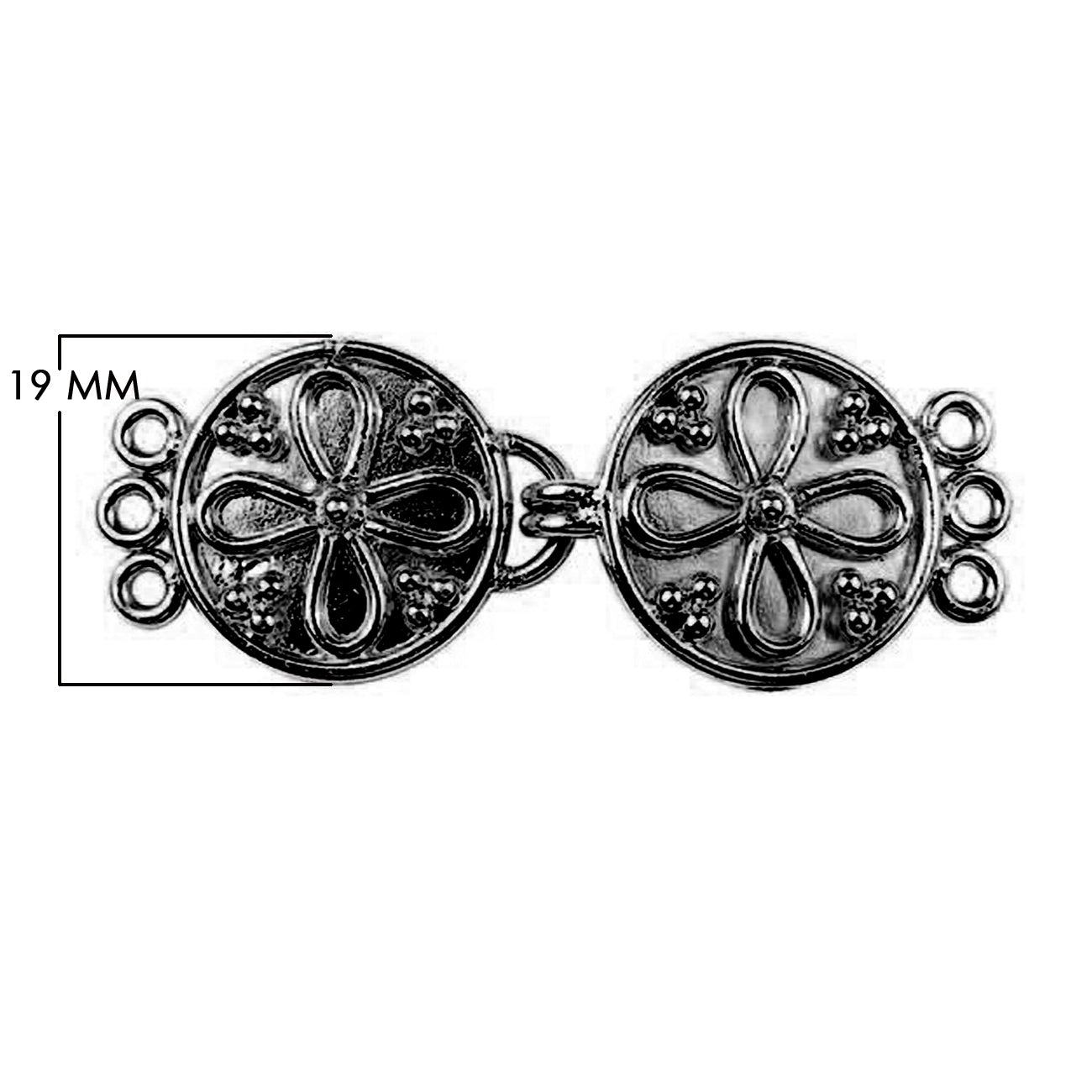 CR-230 Black Rhodium Overlay Multi Strand Clasp With 3 Holes Beads Bali Designs Inc 