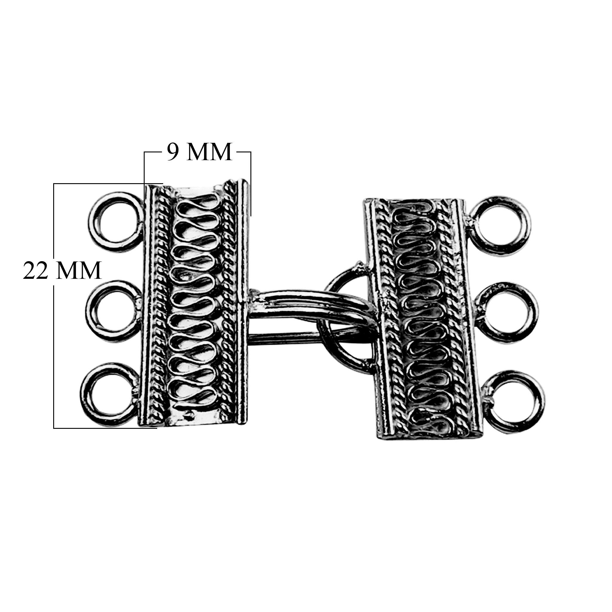 CR-233 Black Rhodium Overlay Multi Strand Clasp With 3 Hole Beads Bali Designs Inc 