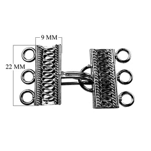 CR-233 Black Rhodium Overlay Multi Strand Clasp With 3 Hole Beads Bali Designs Inc 