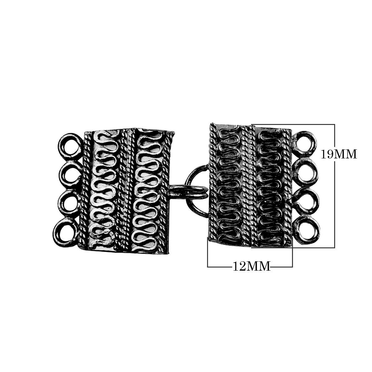 CR-234 Black Rhodium Overlay Multi Strand Clasp With 4 Holes Beads Bali Designs Inc 