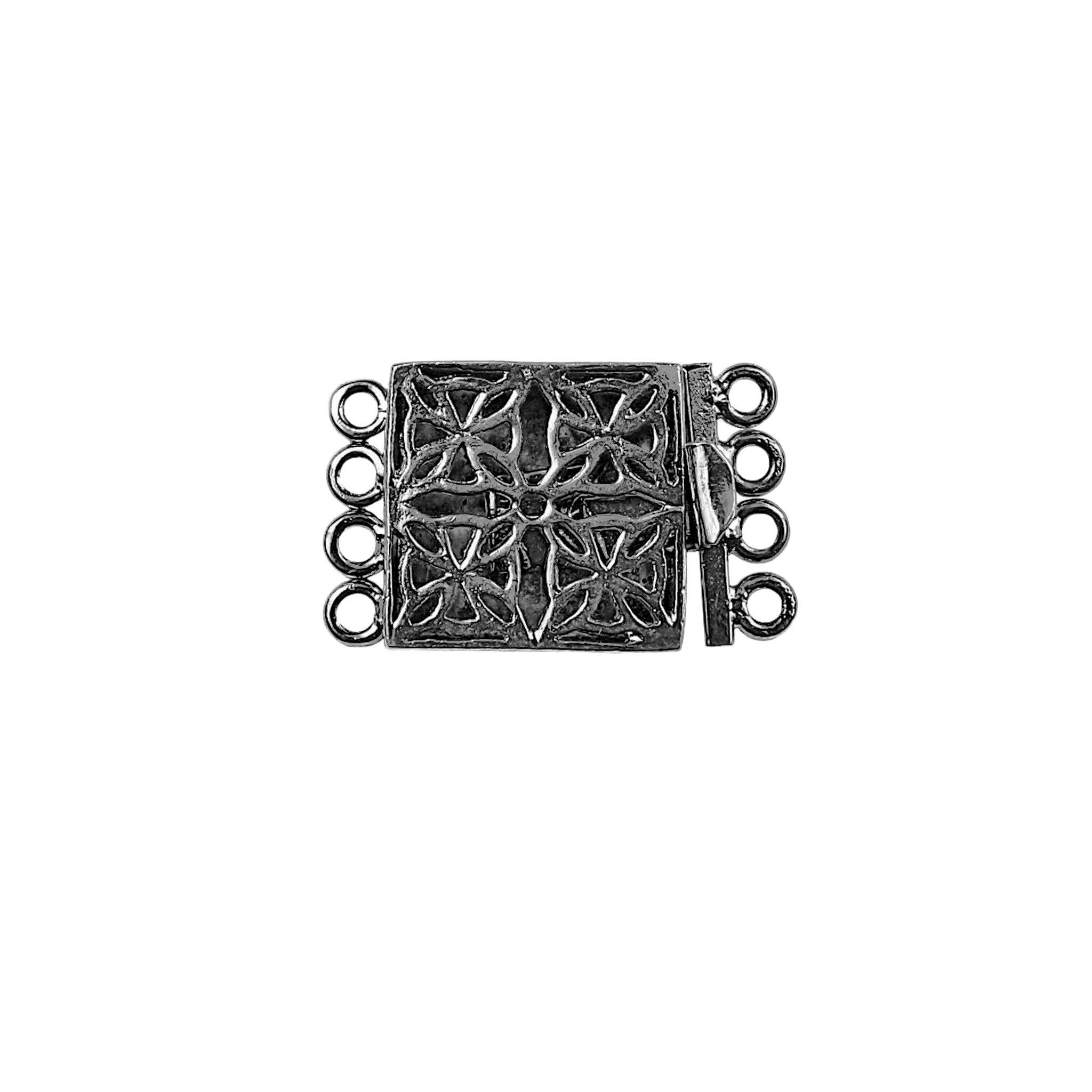 CR-249 Black Rhodium Overlay Multi Strand Clasp With 4 Holes Beads Bali Designs Inc 