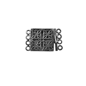 CR-249 Black Rhodium Overlay Multi Strand Clasp With 4 Holes Beads Bali Designs Inc 