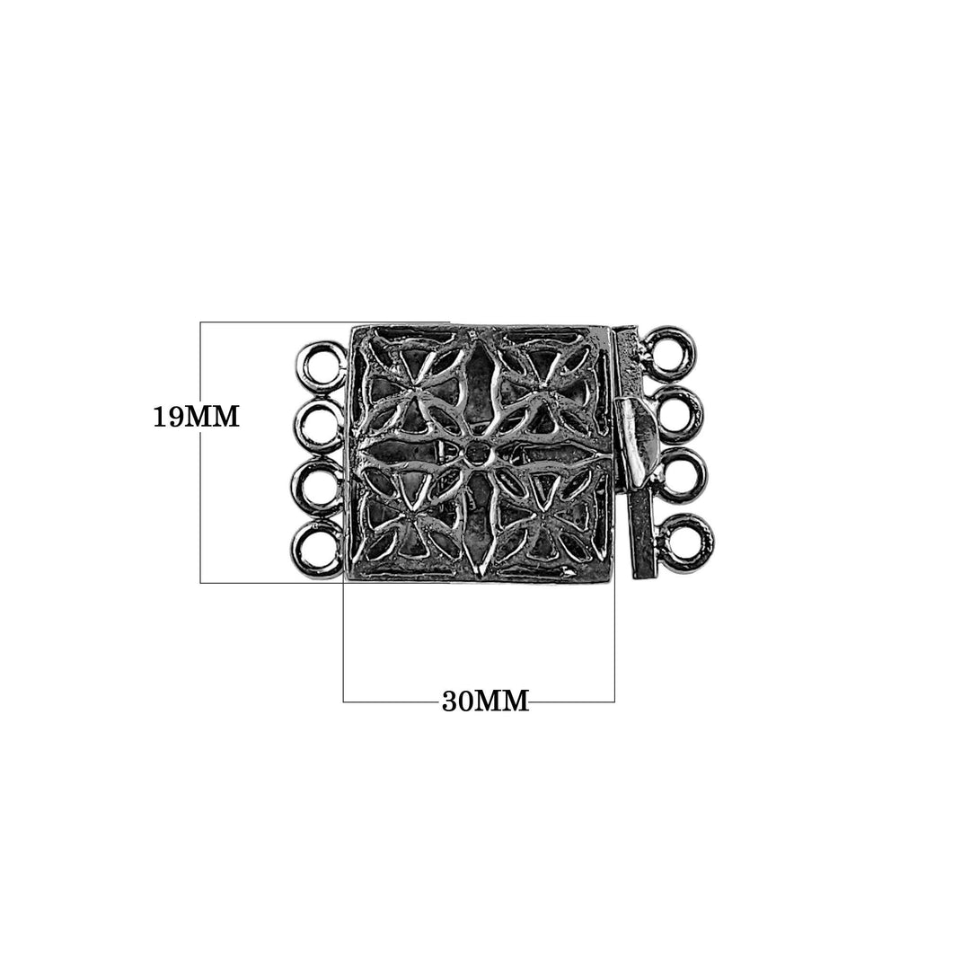 CR-249 Black Rhodium Overlay Multi Strand Clasp With 4 Holes Beads Bali Designs Inc 