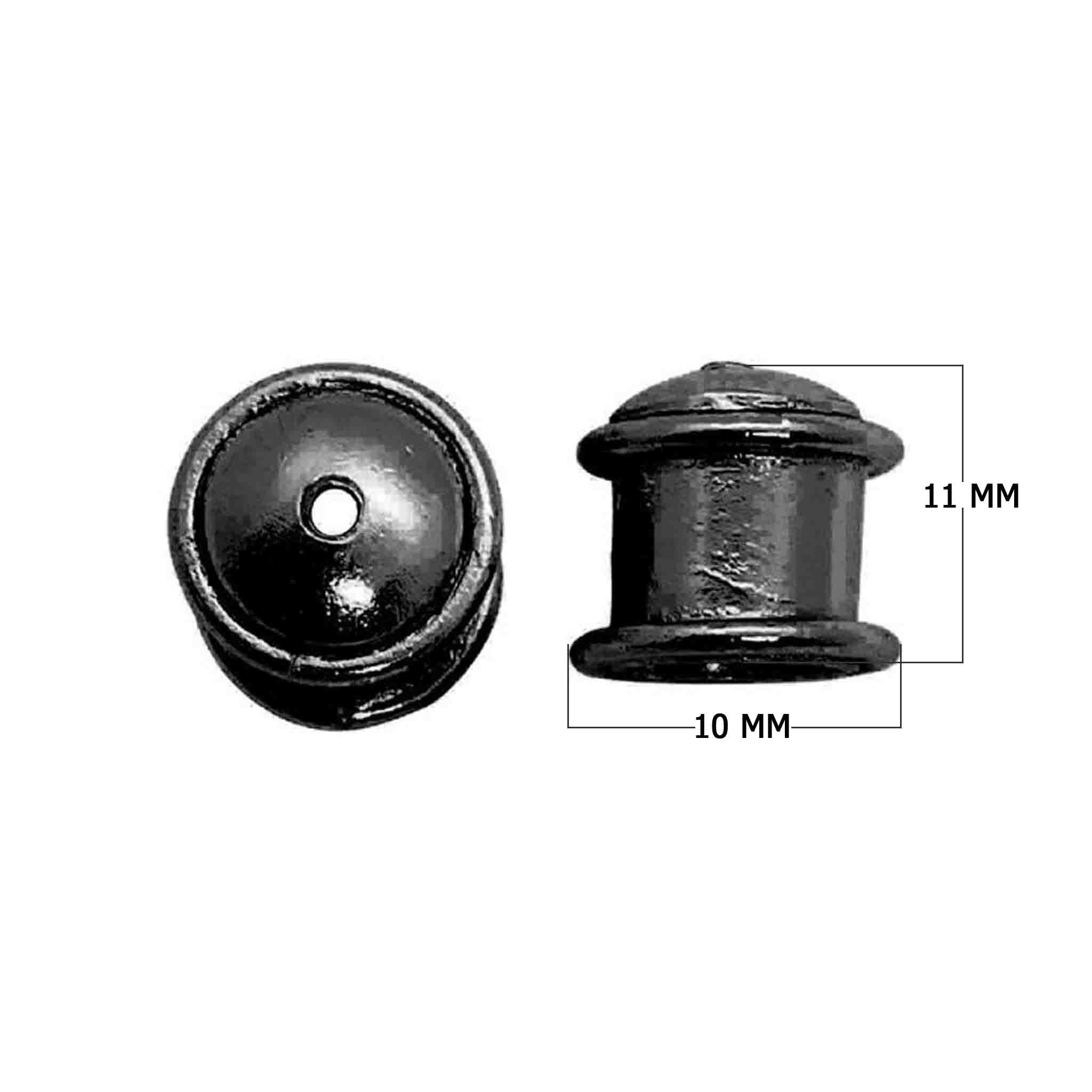 Black Rhodium Overlay Over Copper plain cylindrical end cap handcrafted in India for jewelry making