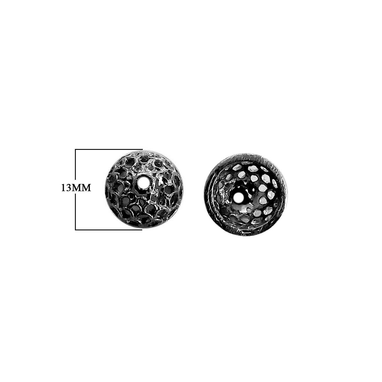 Black Rhodium Overlay Over Copper perforated bead caps handcrafted in India for wholesale jewelry making