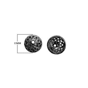 Black Rhodium Overlay Over Copper perforated bead caps handcrafted in India for wholesale jewelry making