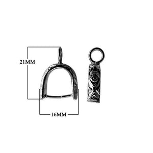 Black Rhodium Overlay Over Copper textured pendant bails handcrafted in India for wholesale jewelry making