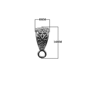 Black Rhodium Overlay Over Copper floral pendant bail handcrafted in India for wholesale jewelry making