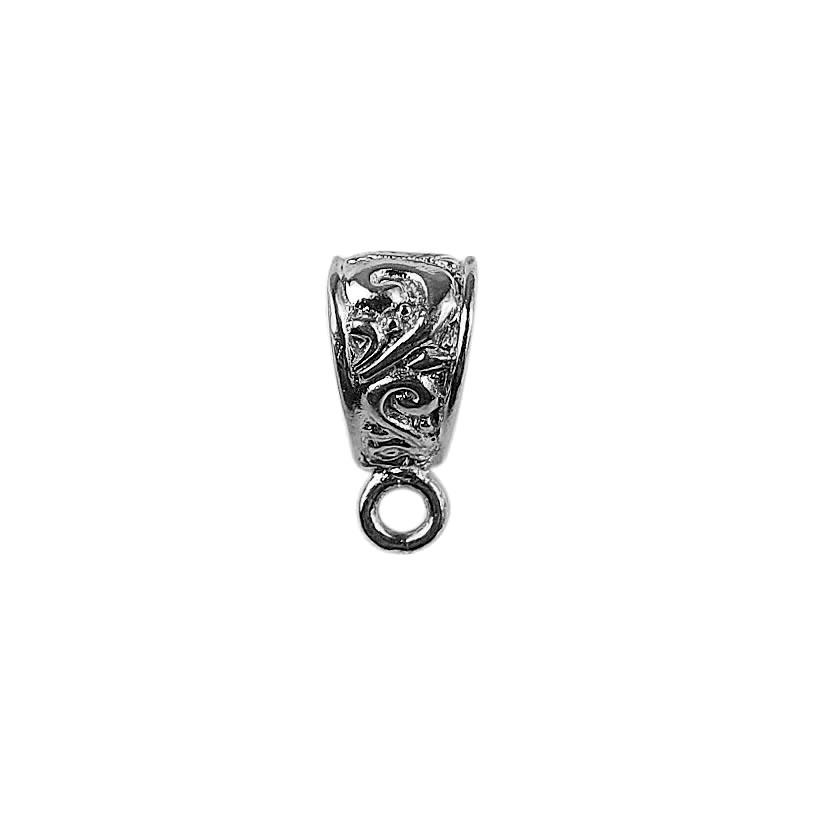 Black Rhodium Overlay Over Copper scroll engraved pendant bail handcrafted in India for wholesale jewelry making