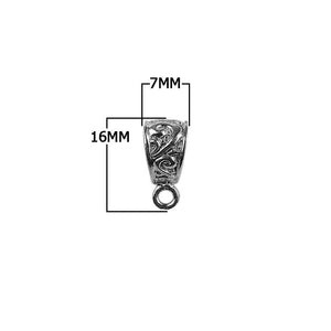 Black Rhodium Overlay Over Copper scroll engraved pendant bail handcrafted in India for wholesale jewelry making
