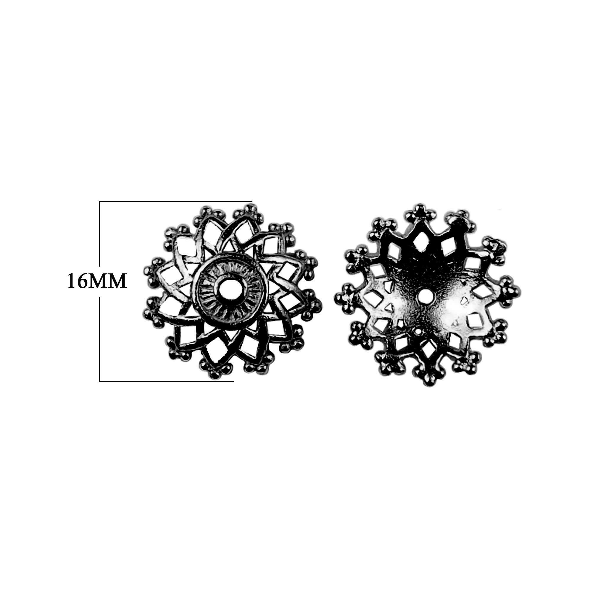 Black Rhodium Overlay Over Copper floral filigree bead caps handcrafted in India for wholesale jewelry making