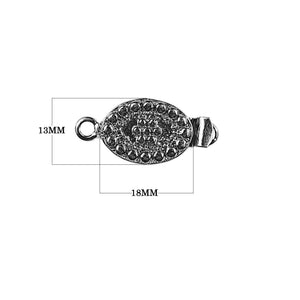 Black Rhodium Overlay Over Copper oval floral textured single strand box clasp handcrafted in India for wholesale jewelry making