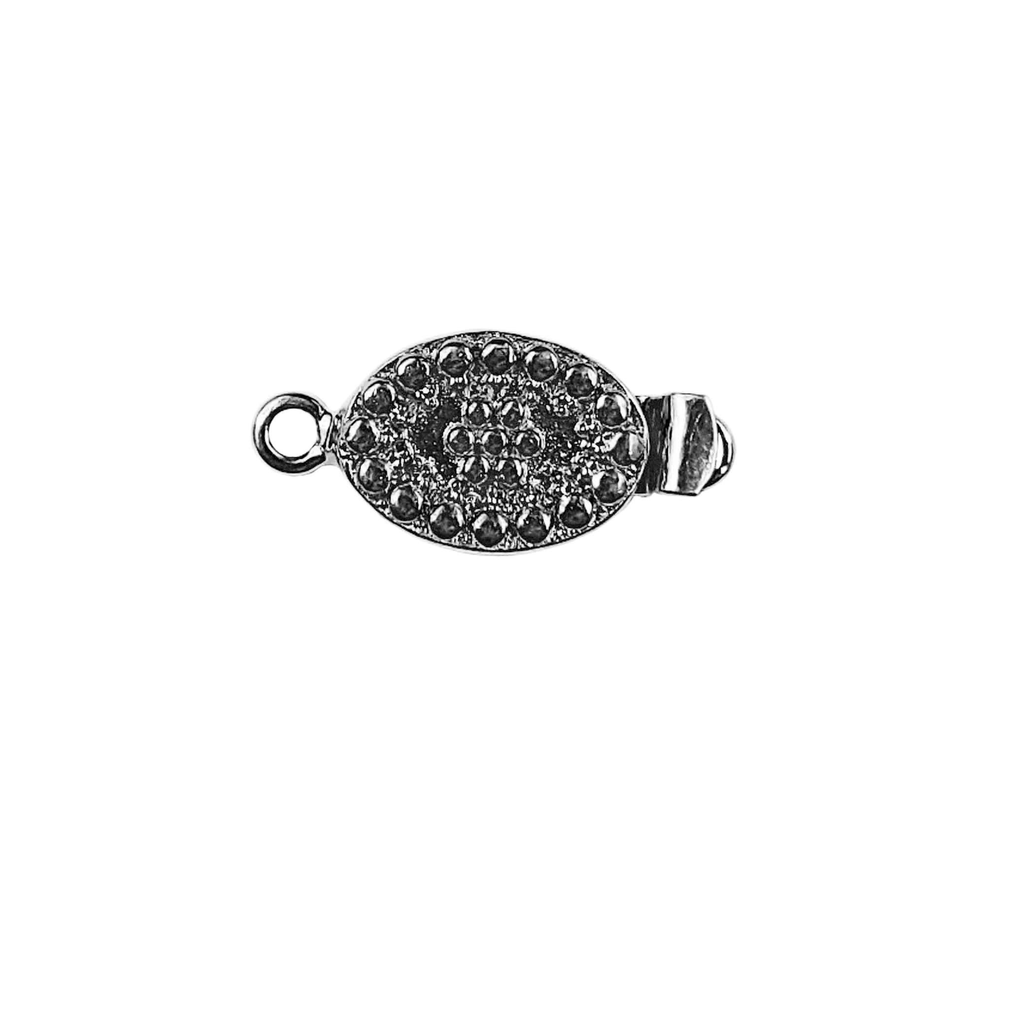 Black Rhodium Overlay Over Copper oval floral textured single strand box clasp handcrafted in India for wholesale jewelry making
