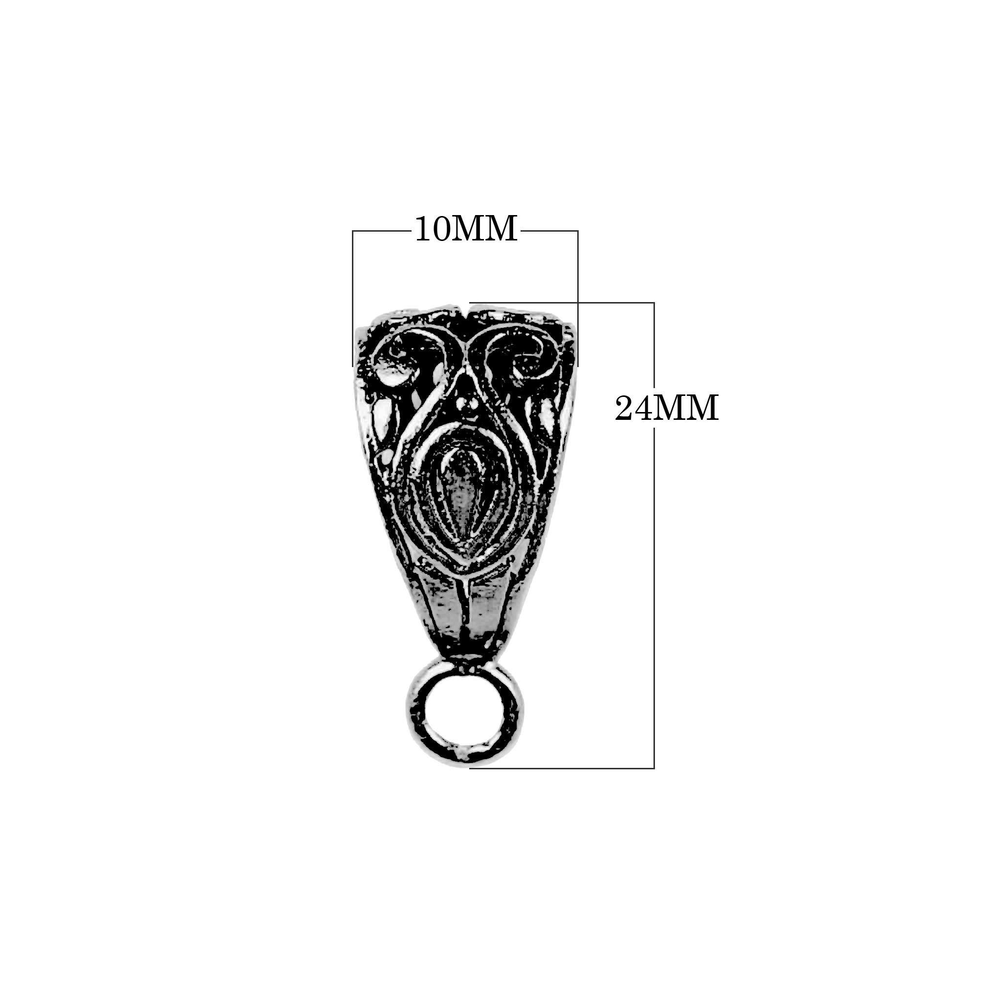 Wholesale antiqued black rhodium over copper filigree pendant bail with decorative scroll design, handcrafted jewelry finding for professional makers.