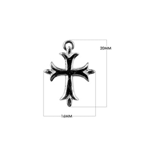 Handcrafted cross pendant made with Black Rhodium Overlay Over Copper, crafted in India for wholesale jewelry making.