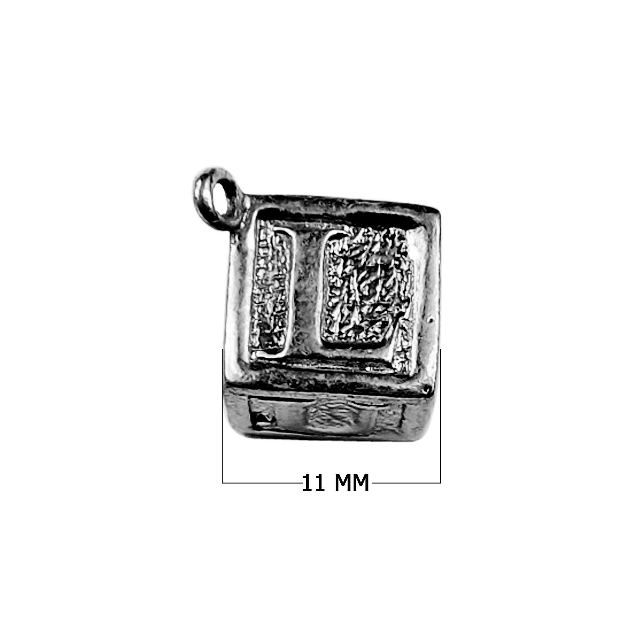 Black Rhodium Overlay Over Copper cube charm with heart and love word handcrafted in India for wholesale jewelry manufacturing