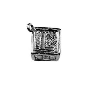 Black Rhodium Overlay Over Copper cube charm with heart and love word handcrafted in India for wholesale jewelry manufacturing