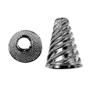 CR-437 Black Rhodium Overlay Twisting Granulation Motif look Cone Beads Bali Designs Inc 