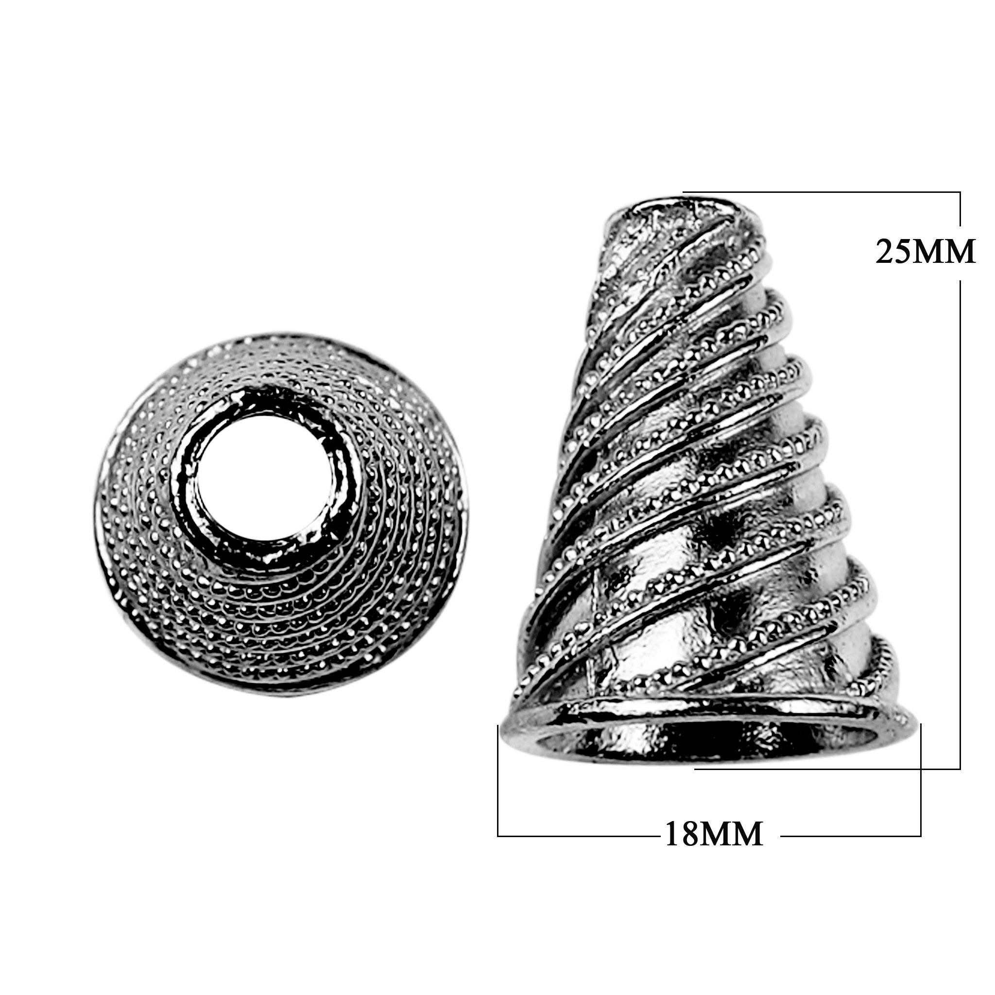 CR-437 Black Rhodium Overlay Twisting Granulation Motif look Cone Beads Bali Designs Inc 