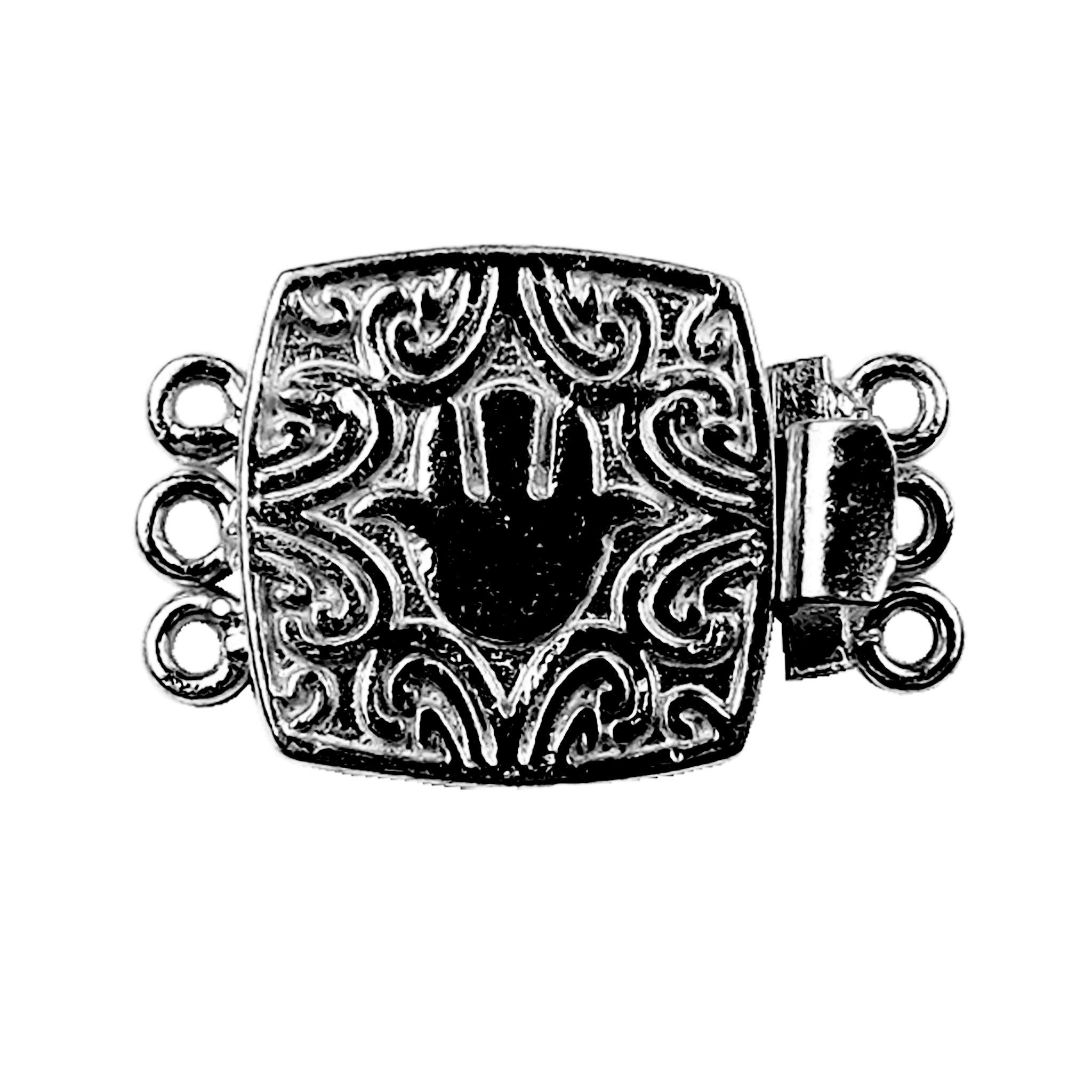 CR-441 Black Rhodium Overlay Multi Strand Clasp With 3 Holes Beads Bali Designs Inc 