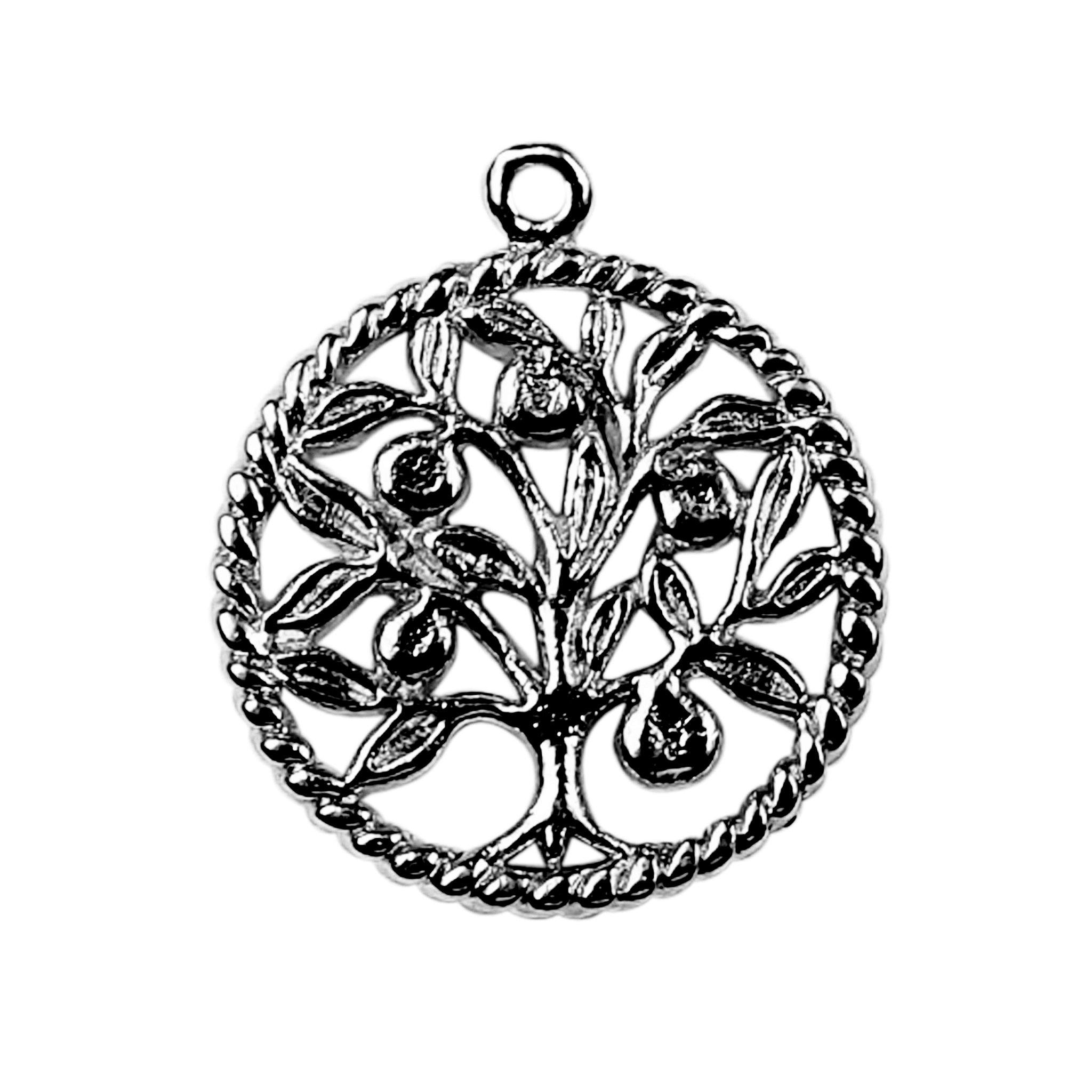 CR-452 Black Rhodium Overlay Tree of Life Charm Beads Bali Designs Inc 