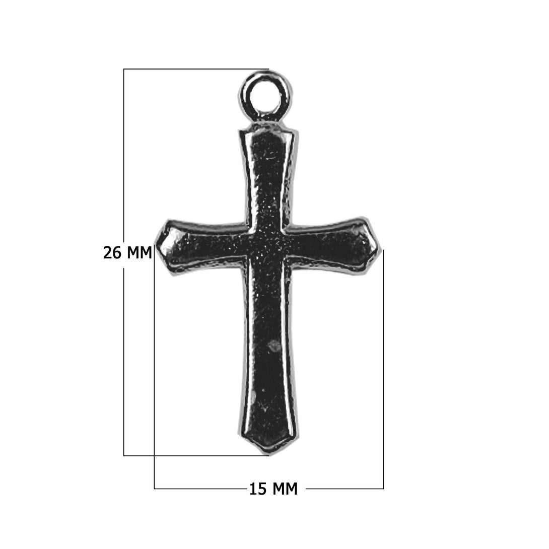 CR-456 Black Rhodium Overlay Cross Charm Beads Bali Designs Inc 